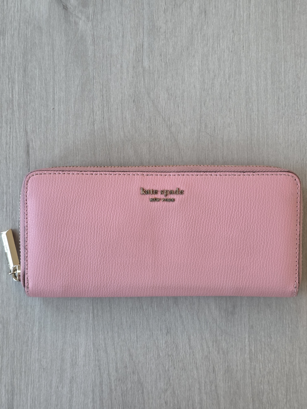 Kate Spade pink leather slim continental zip-around wallet